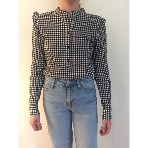 H&M Ruffle Gingham Button Up